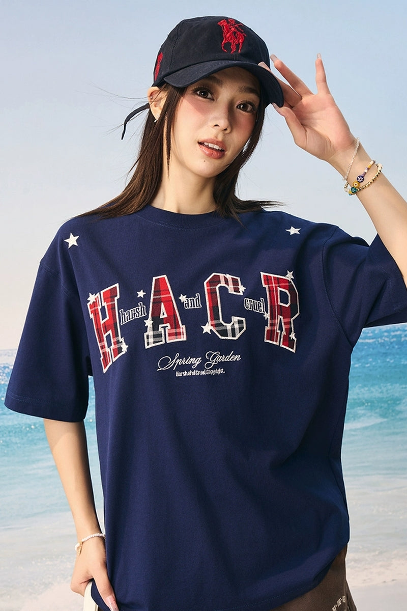 Star Grid Patchwork Couple T-Shirt