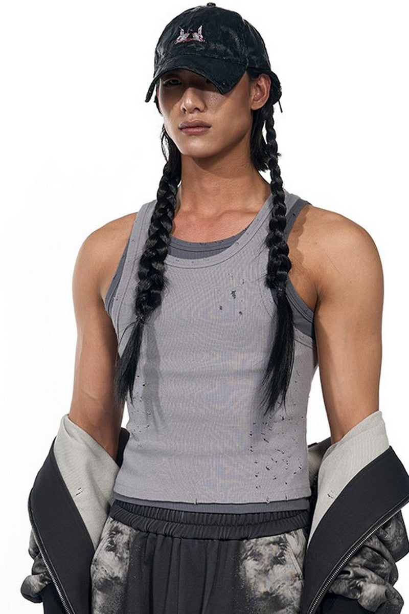 Layered Distressed Fitted Tank