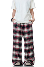 Plaid Relaxed Drawstring Trousers