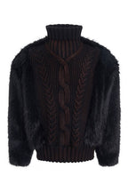 Leopard Fur Trim Knit Sweater