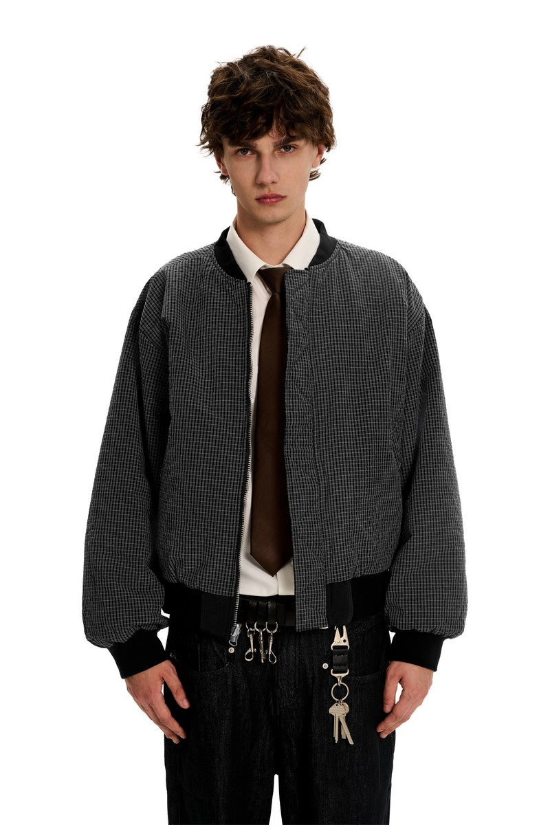 Reversible Plaid Bomber Jacket