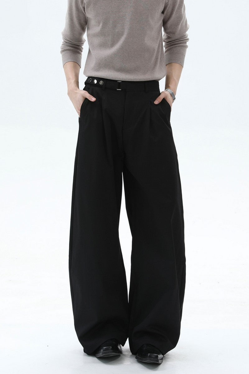 Old Money Draped Wide Leg Trousers