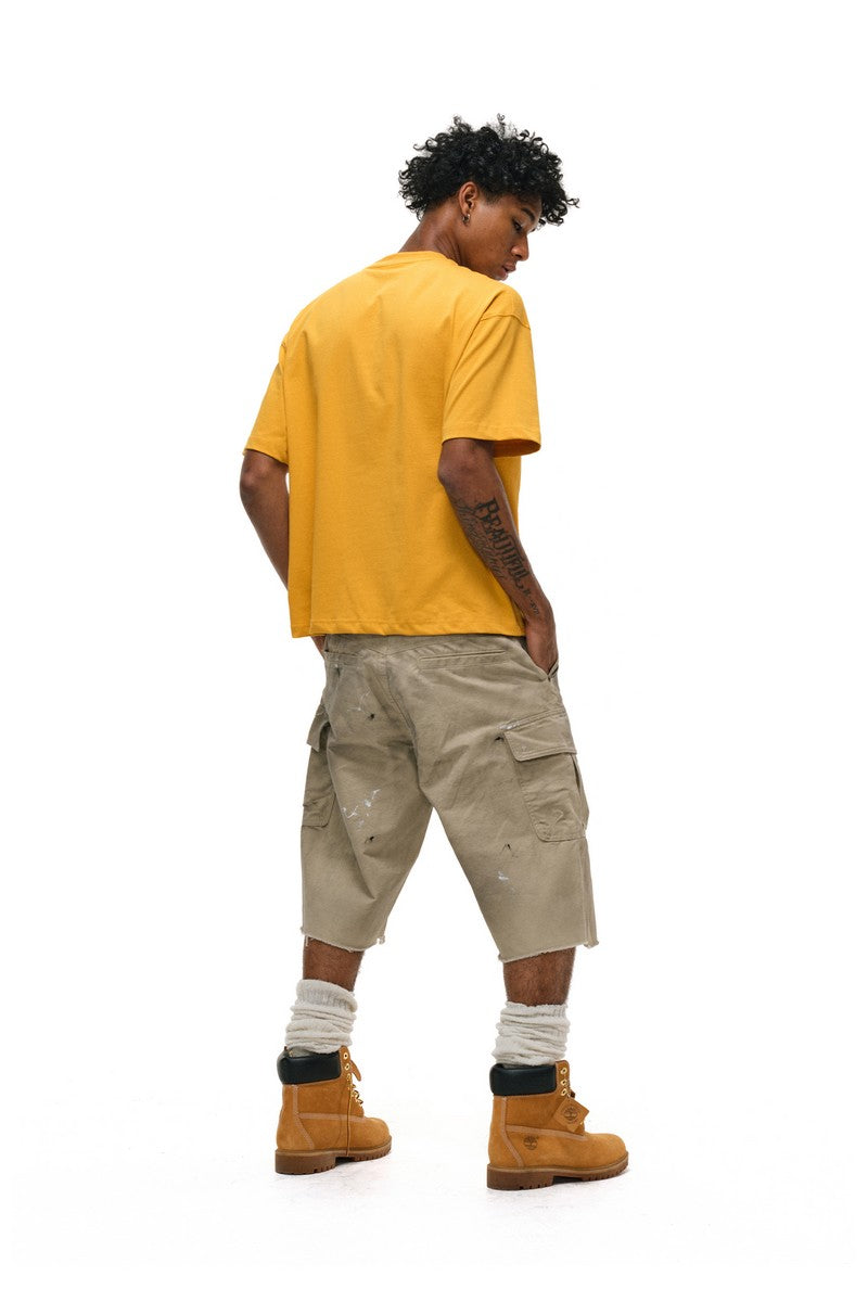Distressed Dirty Wash Cargo Shorts