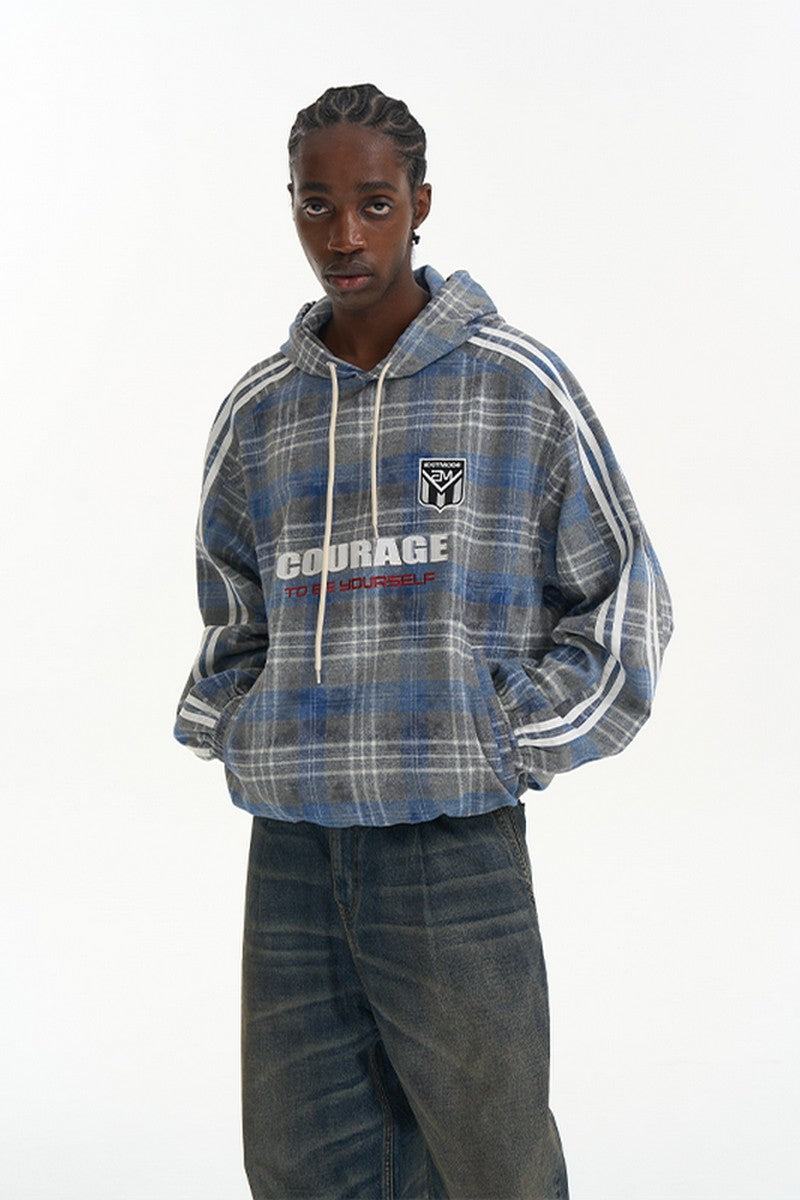 Plaid Panel Pullover Sweatshirt