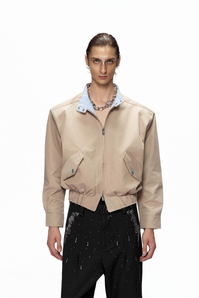 Striped Stand Collar Jacket