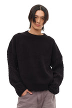 Cable Sleeve Cotton Sweater