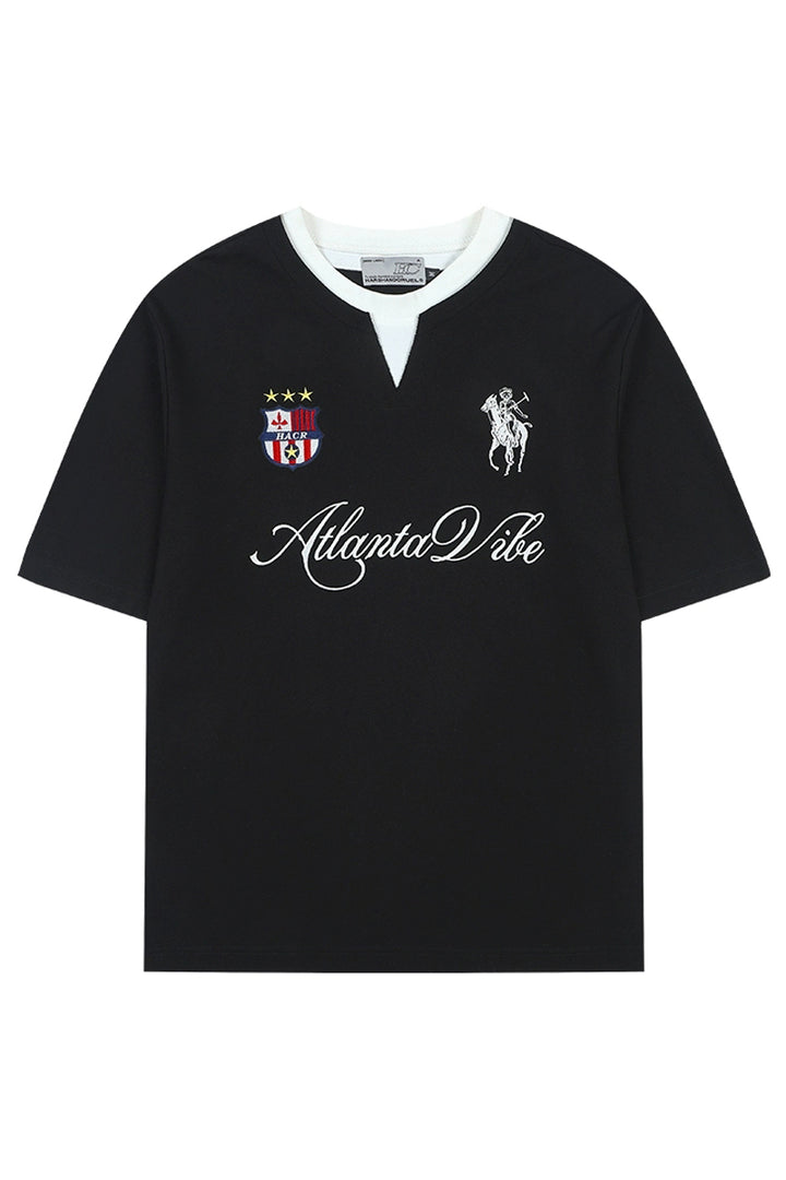 Layered Retro Sports Embroidered Tee