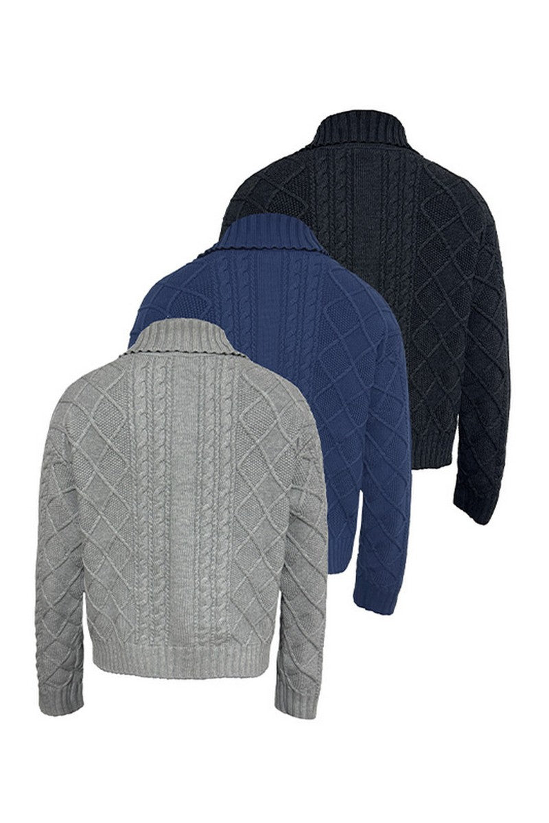 Jacquard Diamond Knit Turtleneck