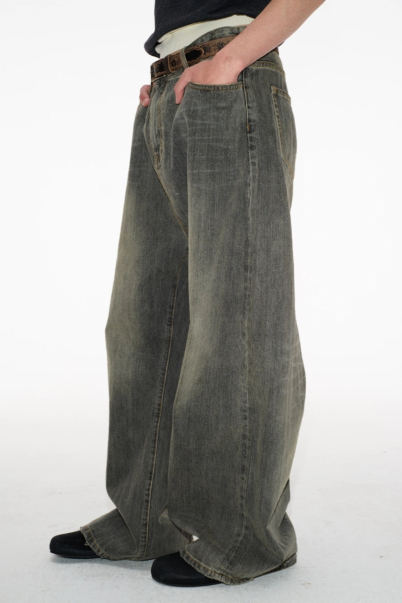 Textured Wide-Leg Jeans