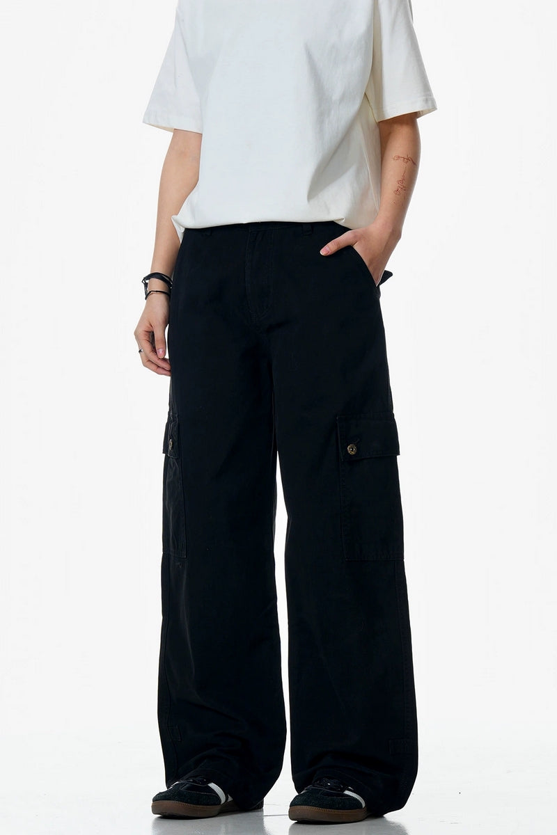 High-Street Washed Black Cargo Pants