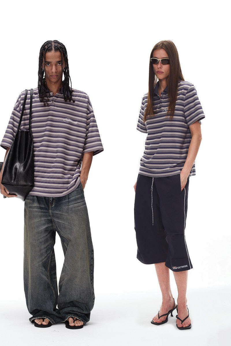 Striped Embroidered Polo Shirt
