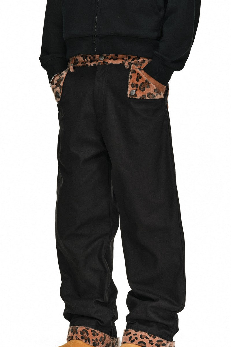 Animal Patchwork Wide Leg Pants