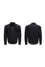 Striped Sequin Embroidered Linen Shirt