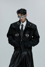 Snakeskin Cropped Leather Jacket