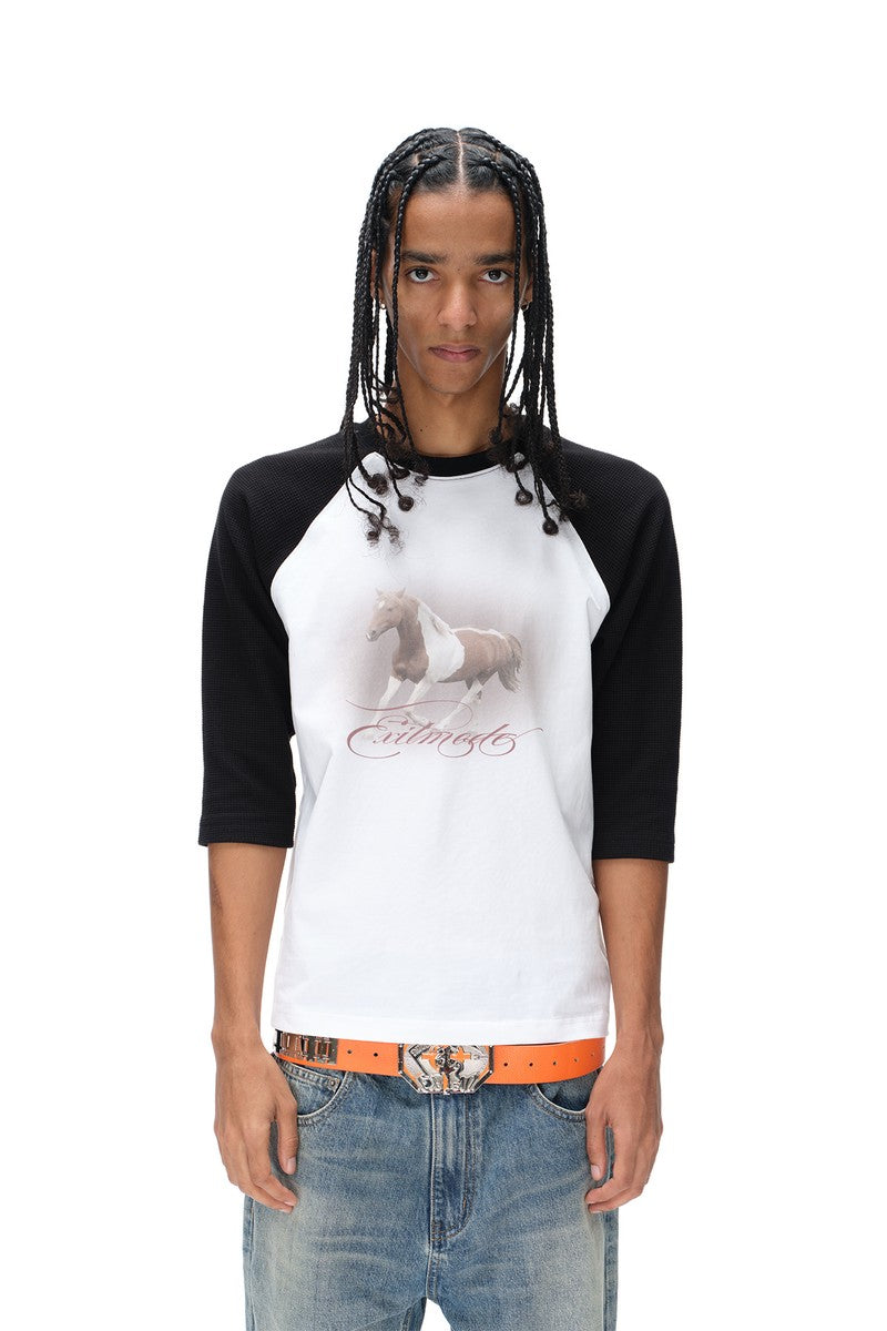 Waffle Three Quarter Raglan Tee