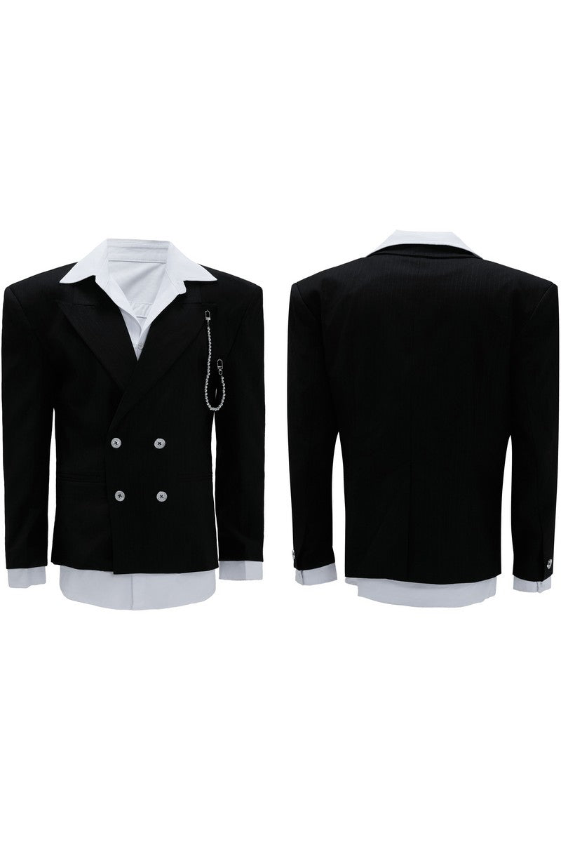 Striped Cinched Waist Blazer