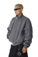 Gray Short Mock Neck Jacket