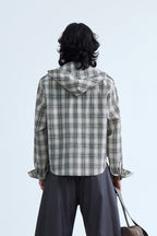 Badge Plaid Hooded Shirt