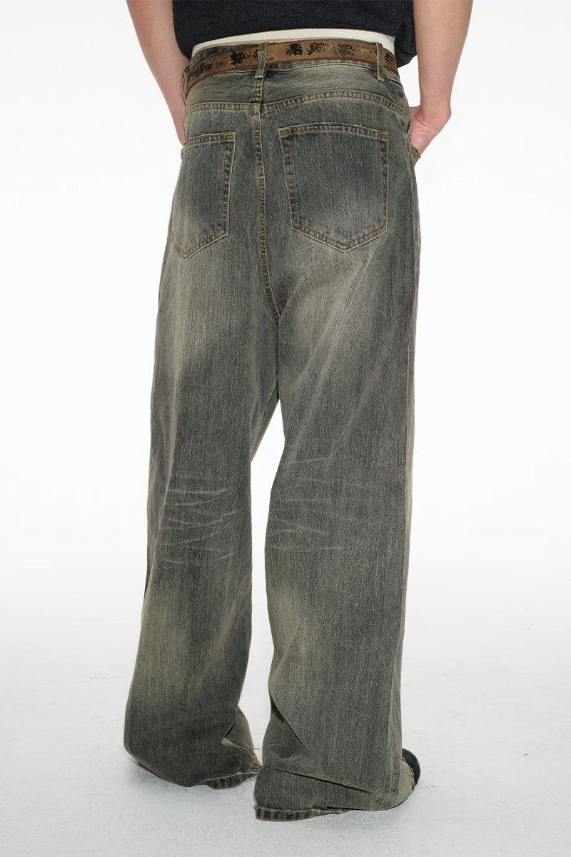 Textured Wide-Leg Jeans