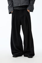 Leather Waist Wool Trousers