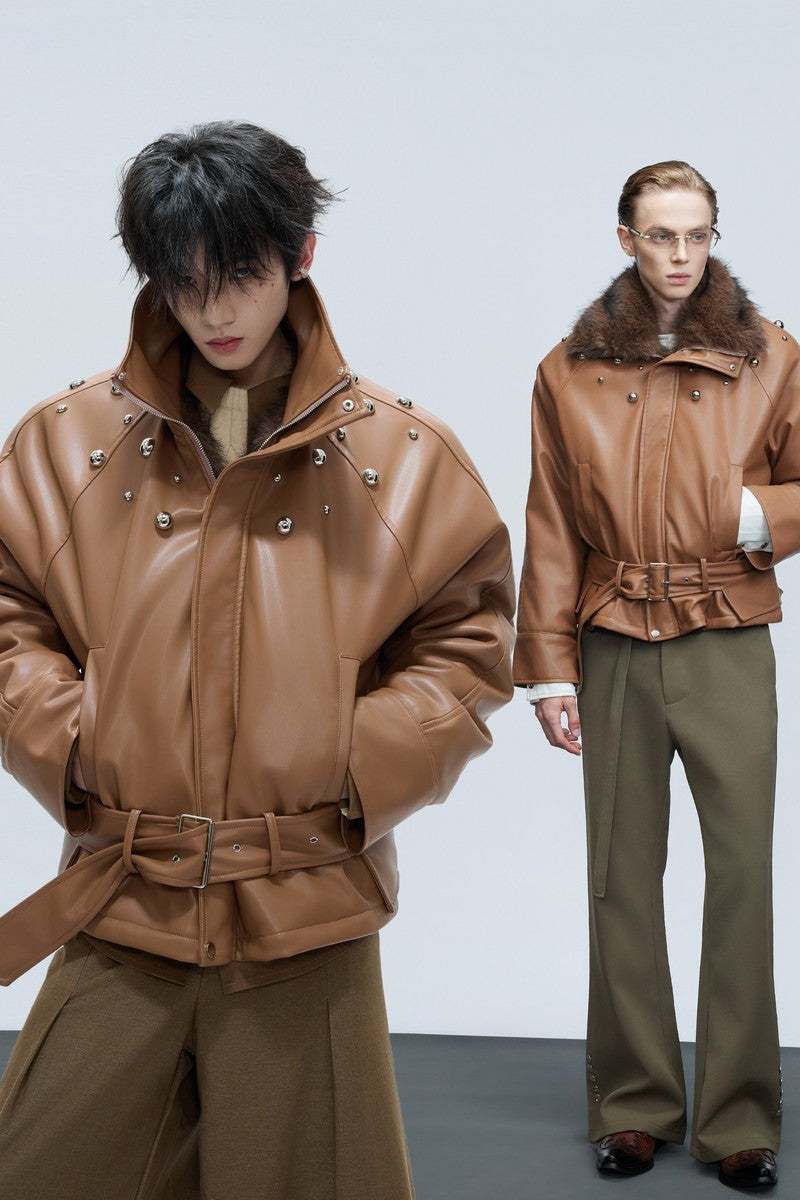 Faux Fur Puffer Biker Jacket