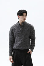 Layered Look Henley Knit Sweater