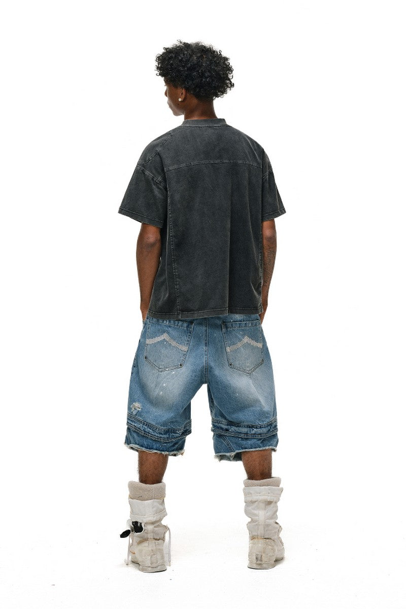 Paint Splatter Denim Shorts