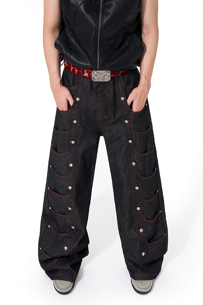 Multi Pocket Selvedge Wide Jeans