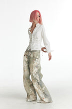 Vintage Graffiti Print Jeans