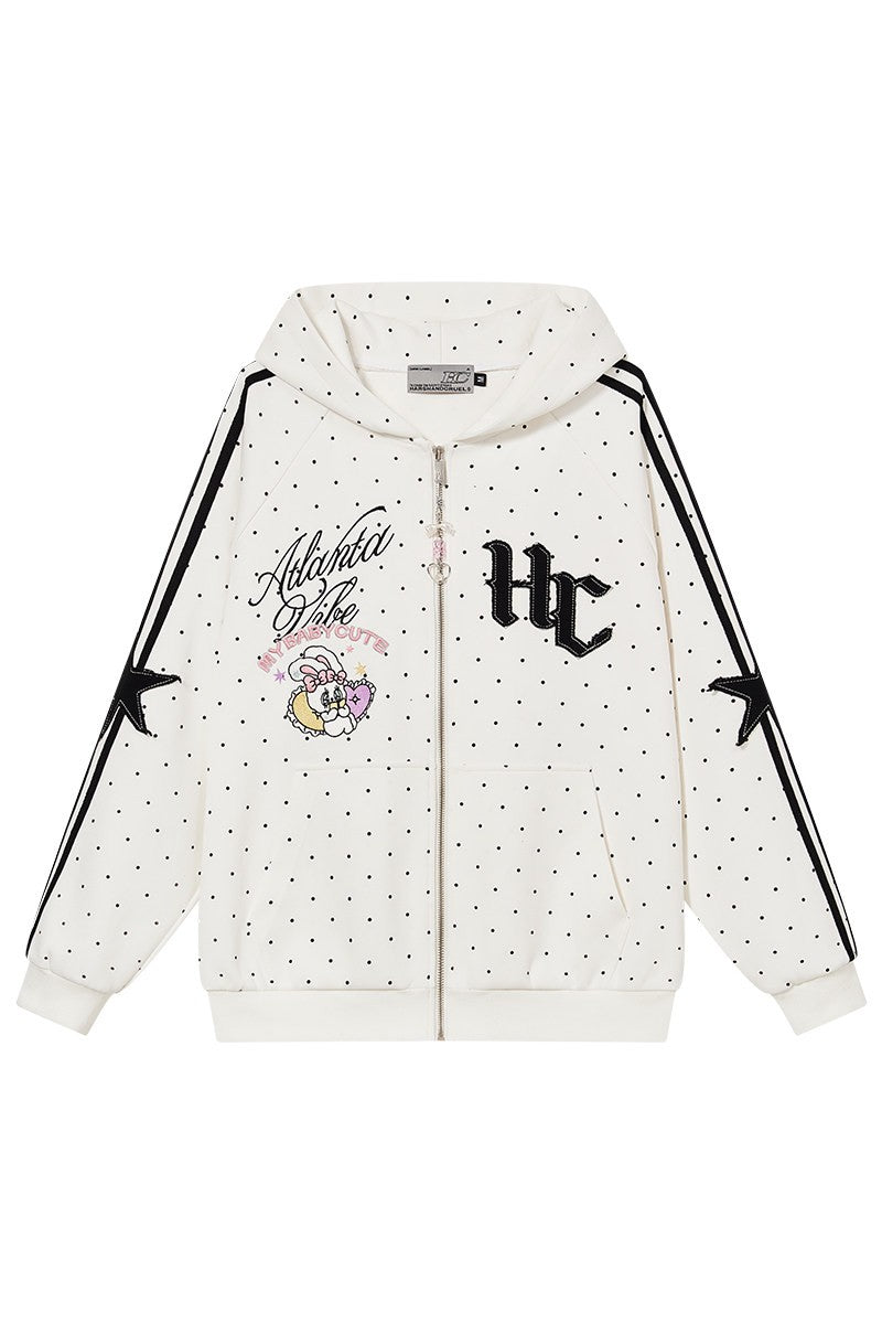 Polka Dot Zip Up Hoodie