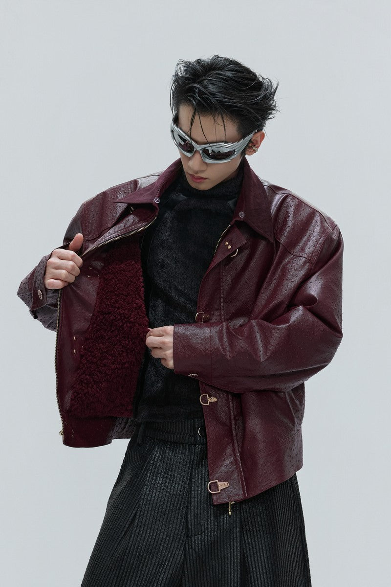 Ostrich Leather Lined Puffer Jacket