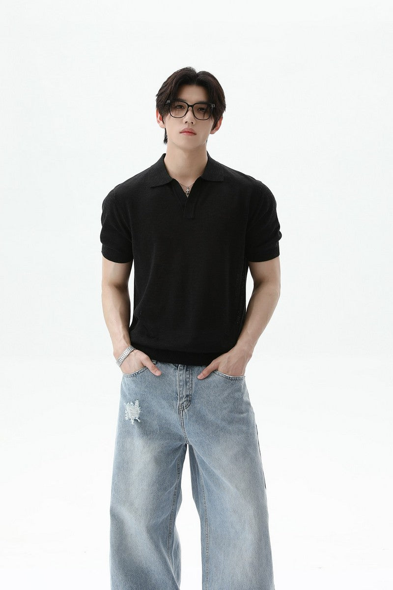 Textured V-Neck Lightweight Tee