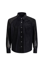 Sheer Flocked Tie Neck Shirt