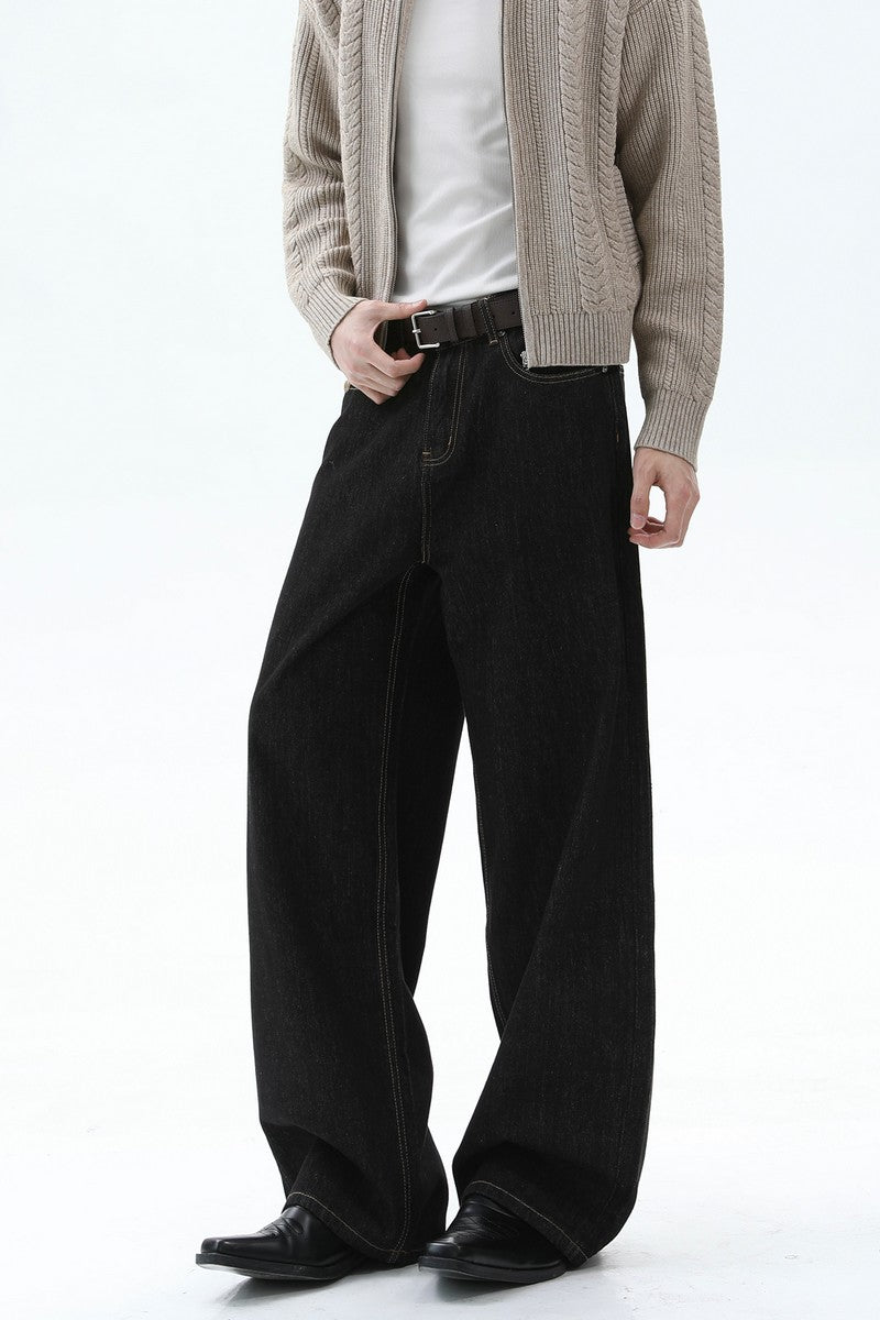 Raw Denim Straight Leg Jeans