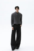 Layered Look Henley Knit Sweater