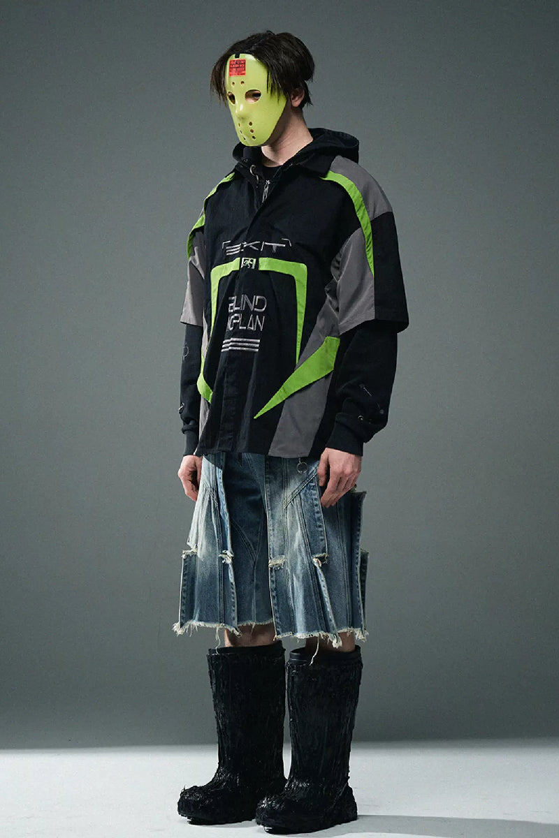 Distressed Crosshatch Washed Jorts