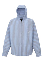 Striped Zip Hooded Shirt Jacket