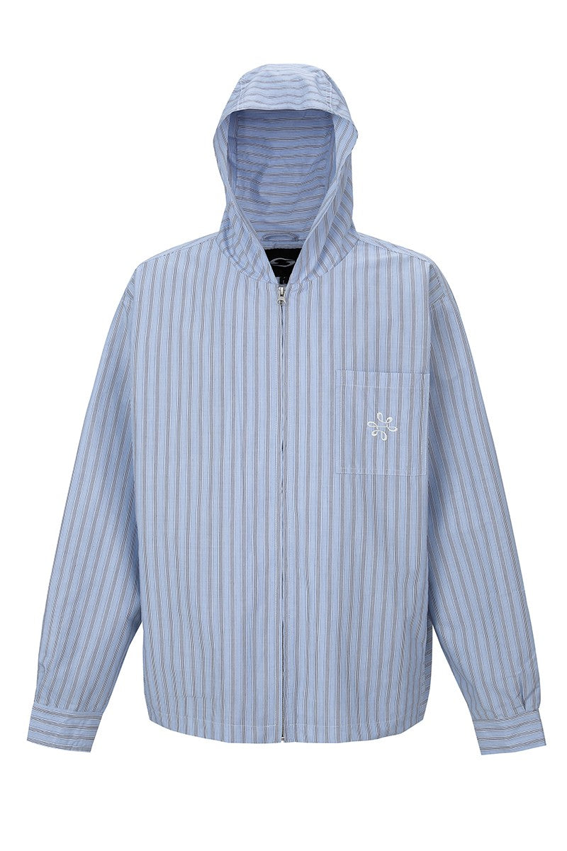 Striped Zip Hooded Shirt Jacket