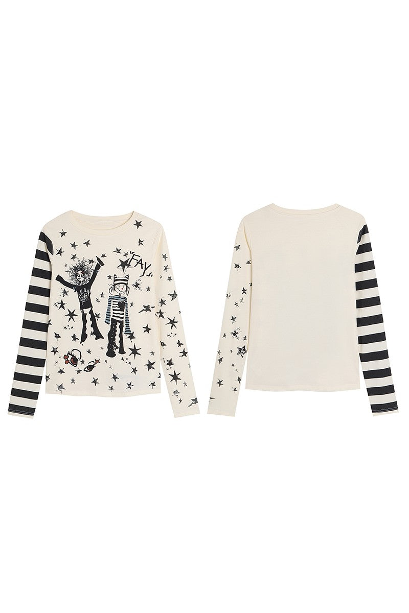 Y2K Star Stripe Long Sleeve Tee
