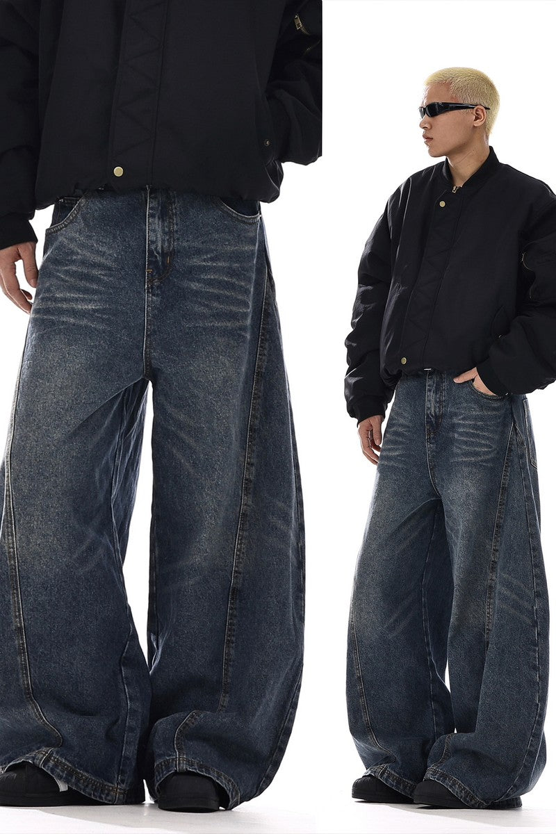 Vintage Washed Blade Wide Jeans