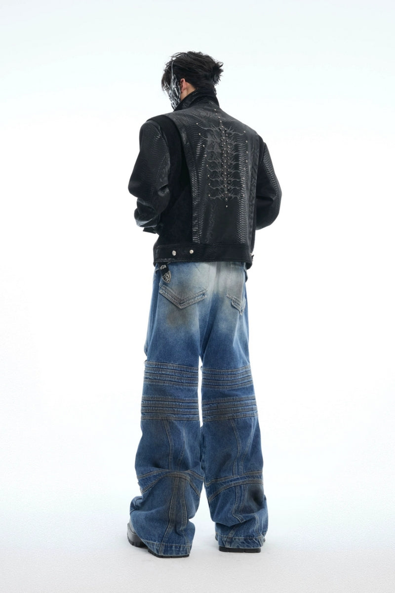 Armored Cross Cutout Denim
