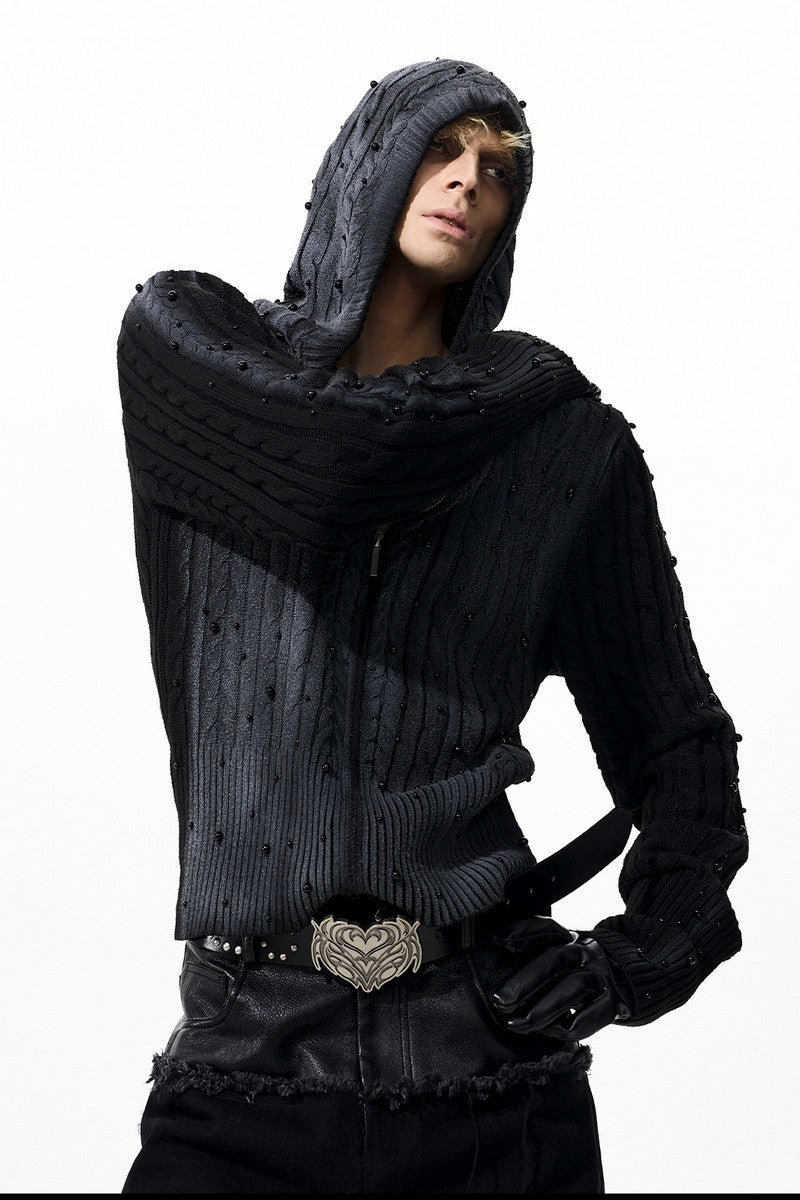Fitted Gradient Cable Knit Cardigan