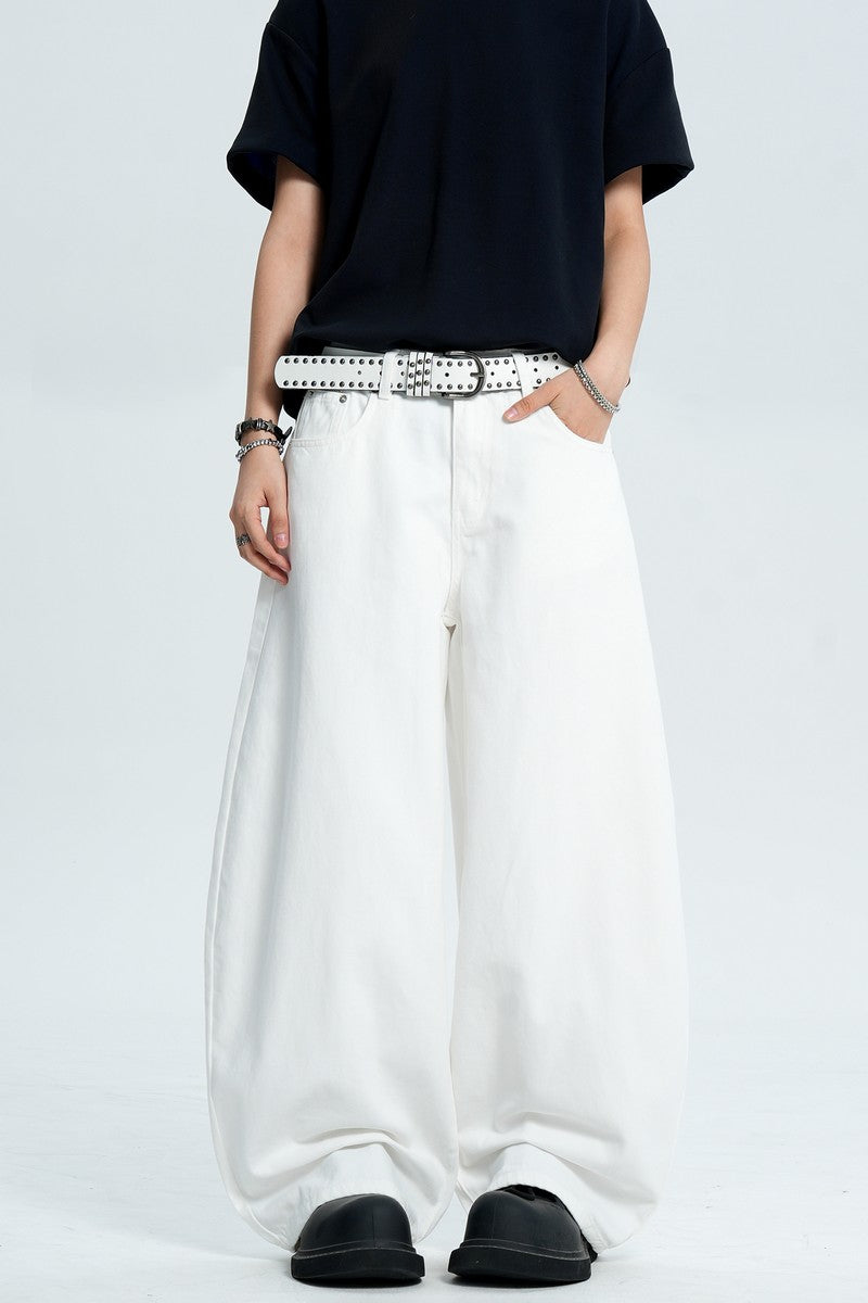 White Embroidered Scythe Jeans
