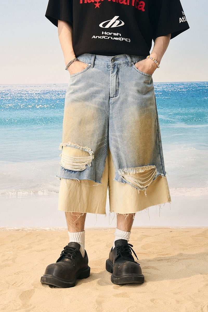 Frayed Light Wash Jorts