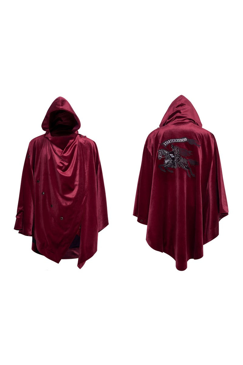 Velvet Horse Embroidery Hooded Cape