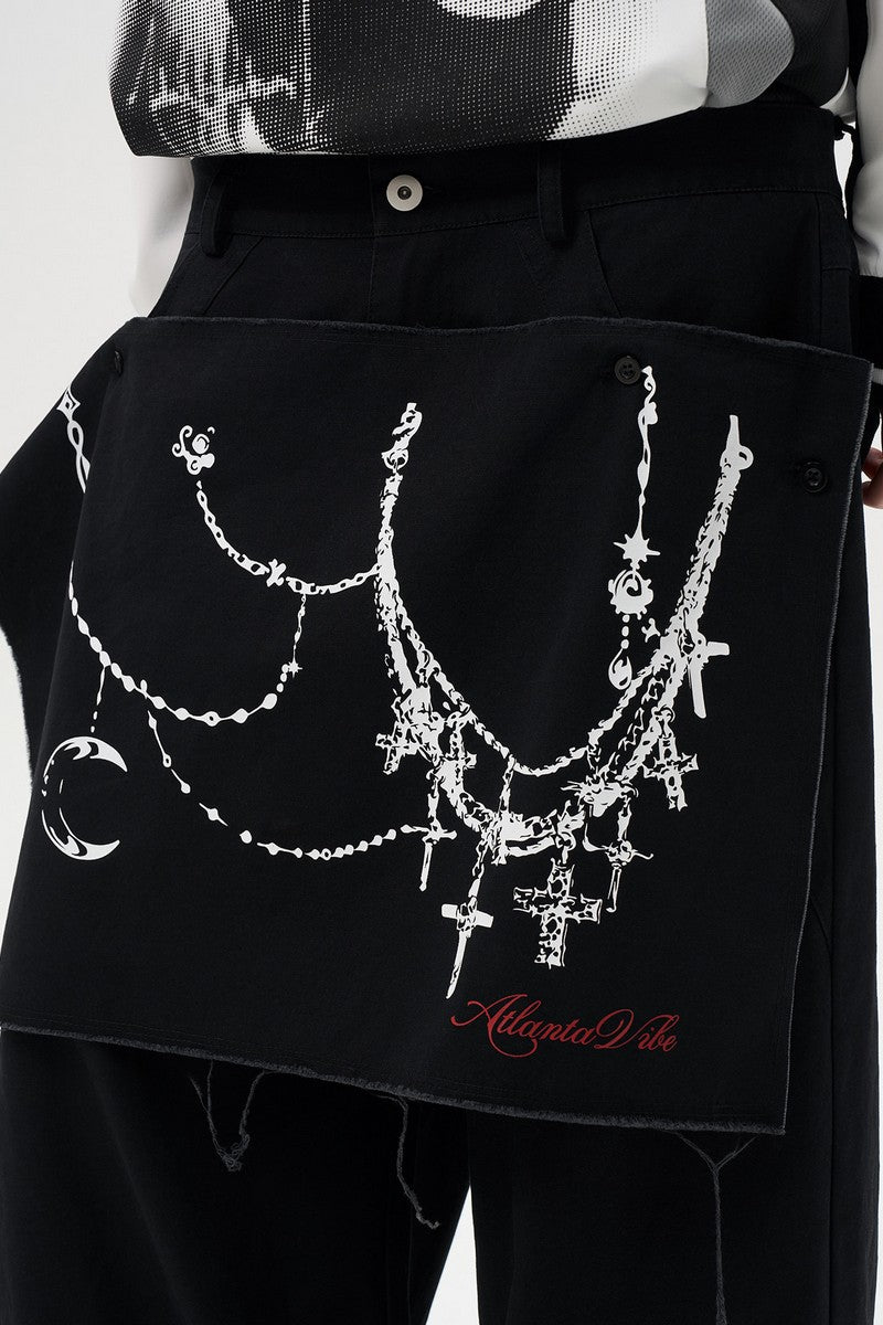 Detachable Drape Wide Leg Pants