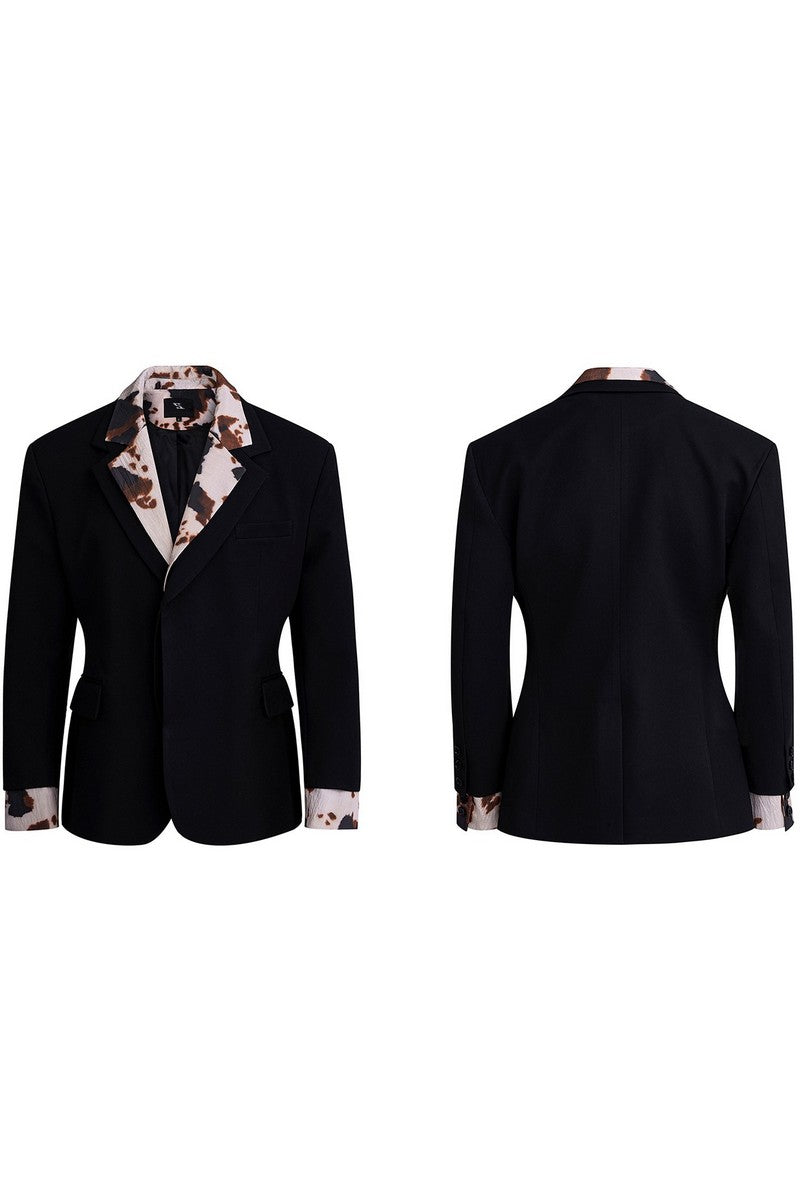 Cow Print Layered Blazer