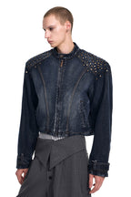 Studded Washed Denim Jacket