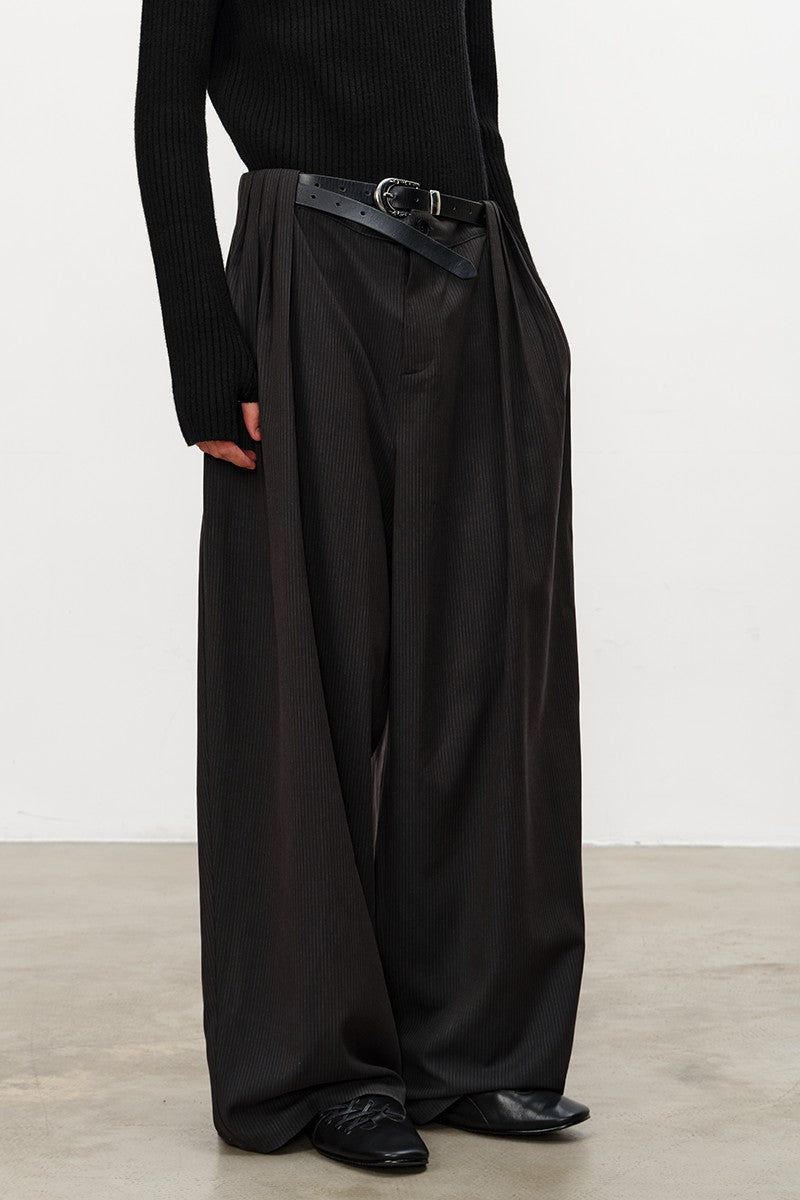 Striped Pleated Wide Leg Pants