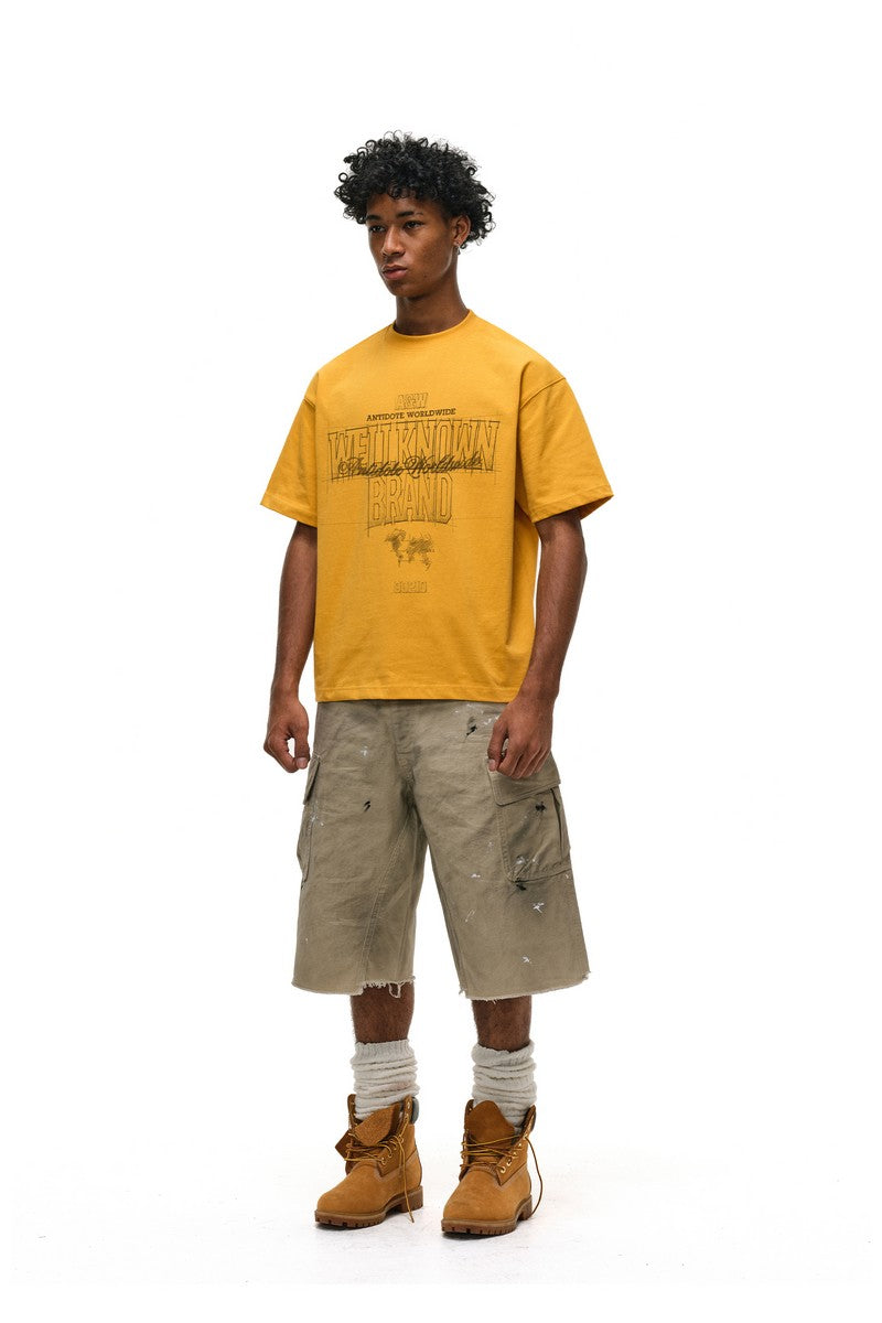 Distressed Dirty Wash Cargo Shorts